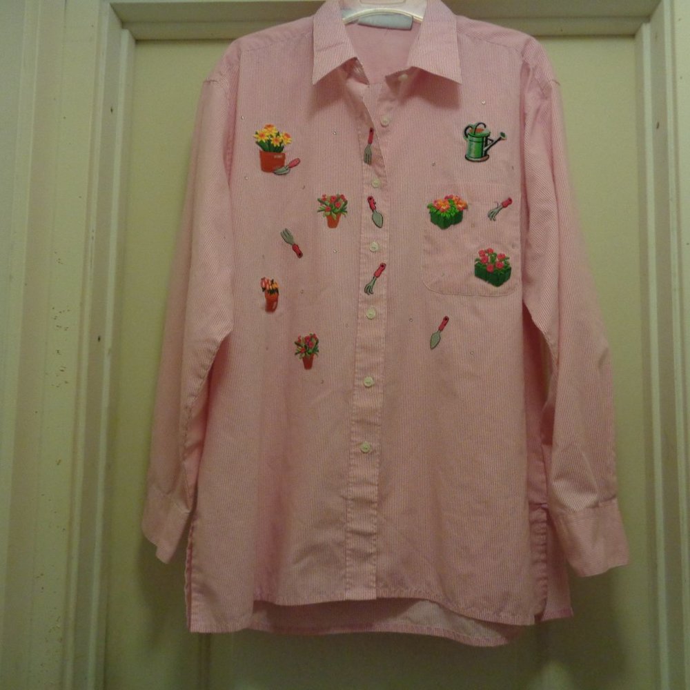 COUNTRYCORE FARMCORE COTTAGE GARDEN CANDYSTRIPES APPLIQUES SHIRT MILI DESIGNS L